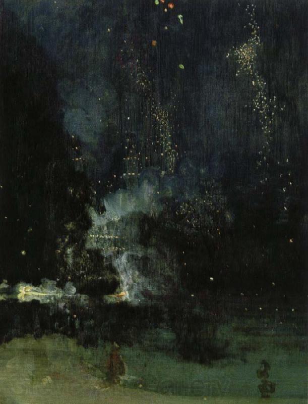 James Abbott Mcneill Whistler nocturne i svart och guld den fallande raketen Germany oil painting art